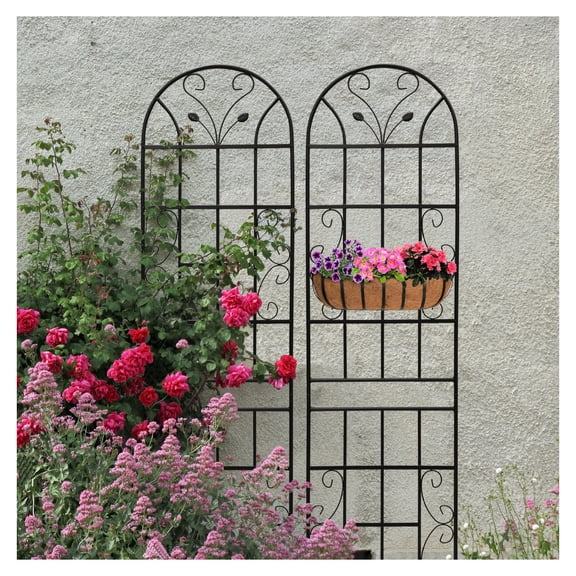Metal Garden Trellis 2 Pack - 86.7"x19.7" Rustproof Plant Support - Outdoor Climbing Trellis for Vines, Roses, Flowers - Black