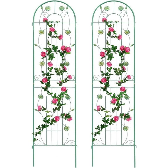 Metal Garden Trellis for Climbing Plants,2 Pack Rustproof Wire Lattice Grid Panel, Plant Trellis Support for Potted Plants,Outdoor Decorative Vegetables Flowers Vine Trellis, Black