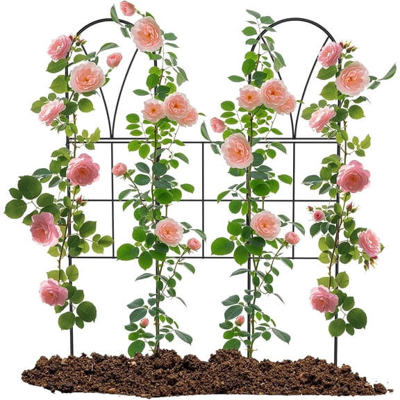 Metal Garden Trellis for Climbing Plants Outdoor, 2 Pack 45" Variable Mount Angles Rose Trellis Rustproof Wall Trellis for Roses Vine Cucumbers Vegetables Flower Support