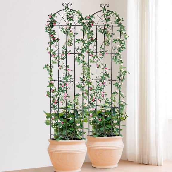 Metal Garden Trellis for Climbing Plants, 2-Pack 87x20 Inch Rustproof Outdoor Plant Support