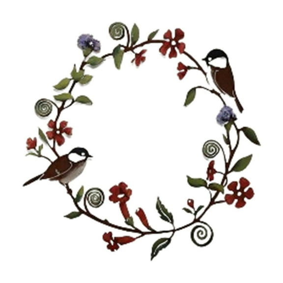 Metal Garden Wreath | Iron Window Hanging Decor with Bird & Tree Branch Design | Wall Art for Indoor & Outdoor Use | 1 Piece