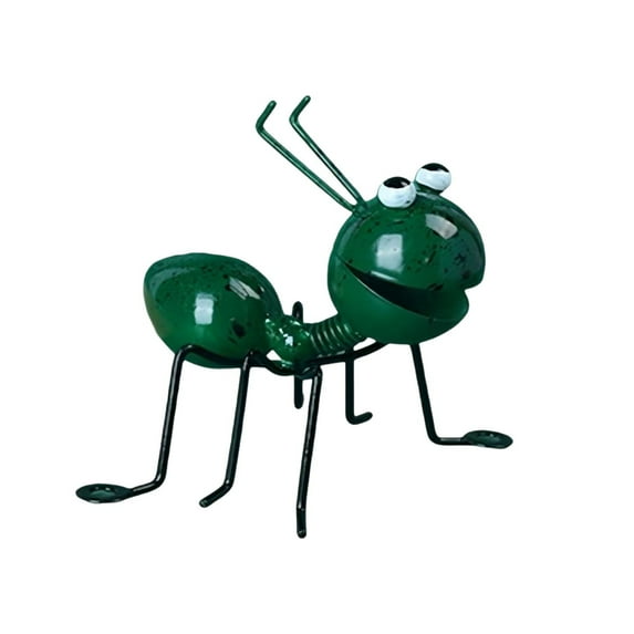 Metal Garden Yard Art – Cute Large Red Ant Sculpture for Outdoor Wall, Fence, Tree, or Lawn Decoration, Charming Garden Statue, Green, Outdoor Décor