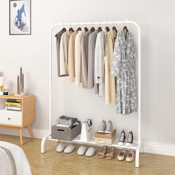 Metal Garment Rack Clothing Rack for Hanging Clothes Clothing Organizer with Bottom Shelf