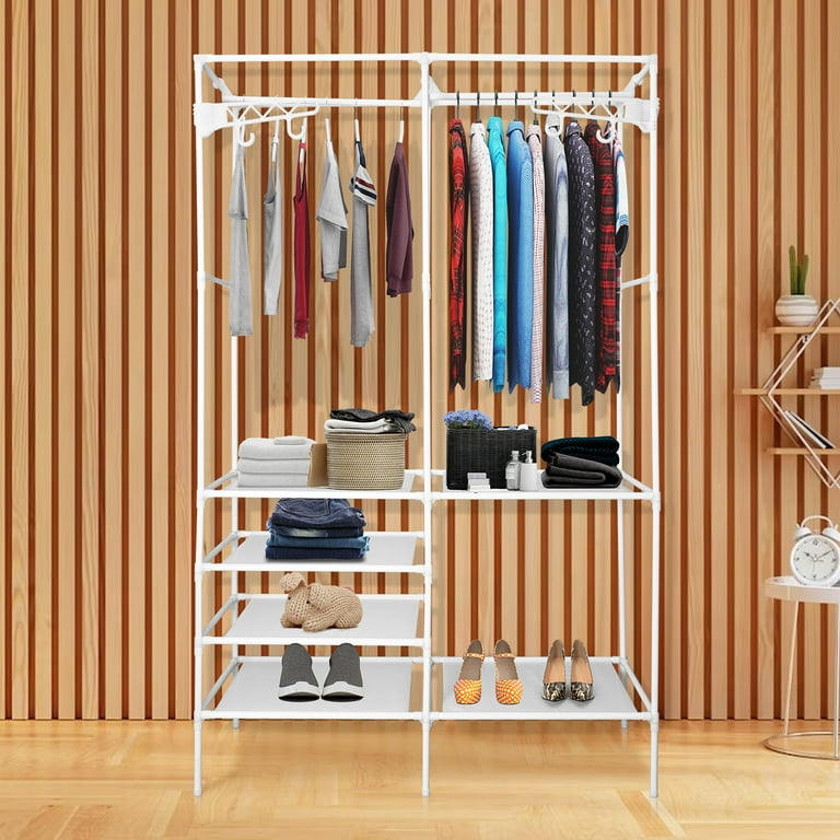 Metal Garment Rack with shoe shelf, Wardrobe Shoe and Clothes Rack