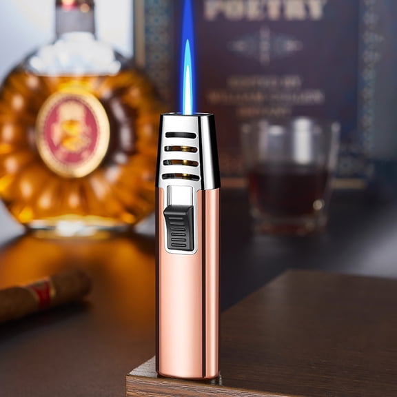 Metal Gas Torch Lighter With Flexible Neck, Windproof High Temperature 1300°C, Visible Fuel Window, Refillable Direct Flame For Household Kitchen, Welding, Outdoor Camping, BBQ, Small Portable Tool