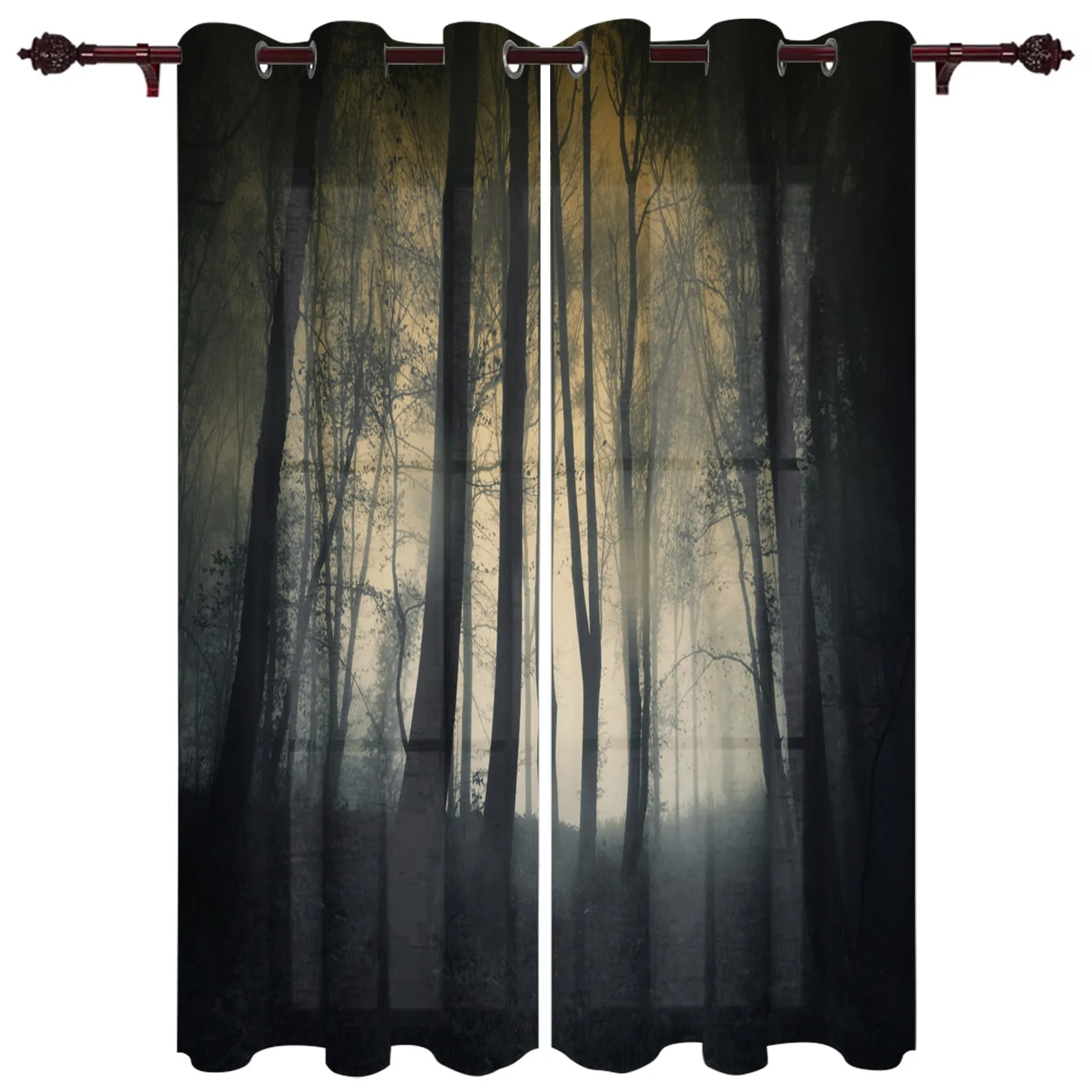 Metal Gate Horror Night Moon Window Curtains Home Decor Living Room ...