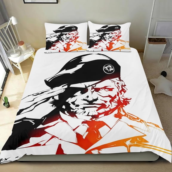Metal Gear Themed Bed Sheet Set Three Piece Set 53x79 Inches Comfortable And Skin Friendly Unique Design Creating A Star Studded Night