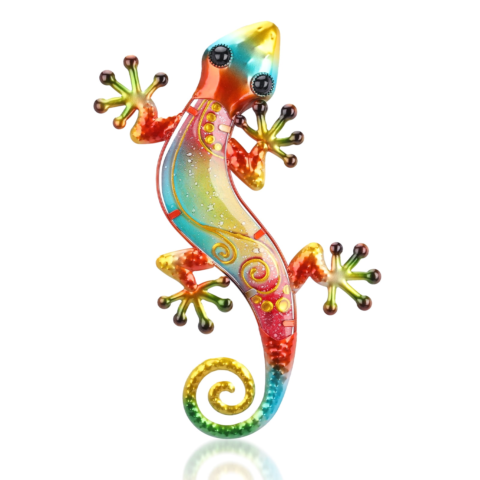 Metal Gecko Wall Decor Outdoor Indoor Lizard Art Sculpture Glass