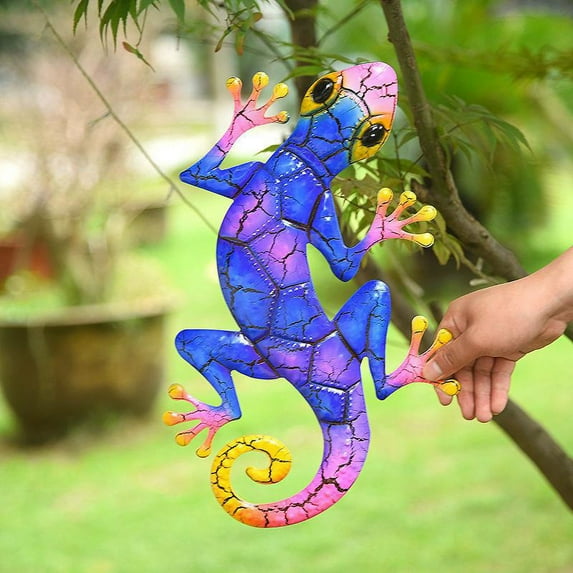 Metal Gecko Yard Garden Decoration for Outdoor Statues Home Garden Wall Decor Miniature Sculpture Lizard Ornaments B