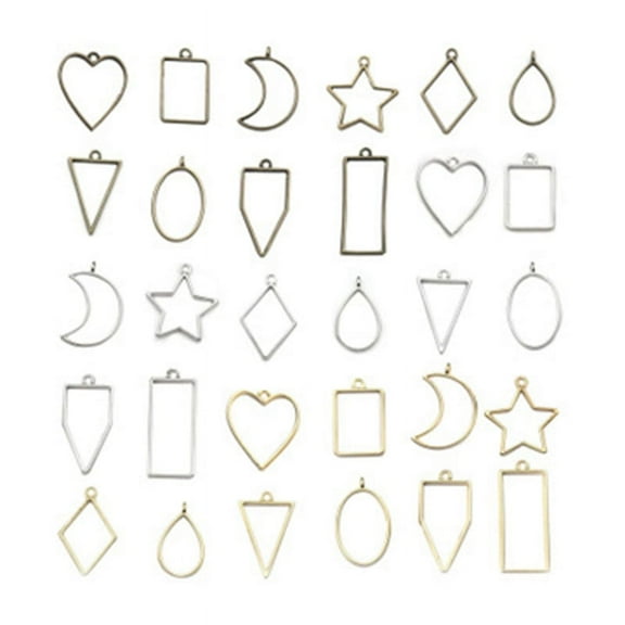 Metal Geometric Hollow Frame Frame Mold UV Epoxy Resin Mold for DIY Jewelry Making Result Round 2597