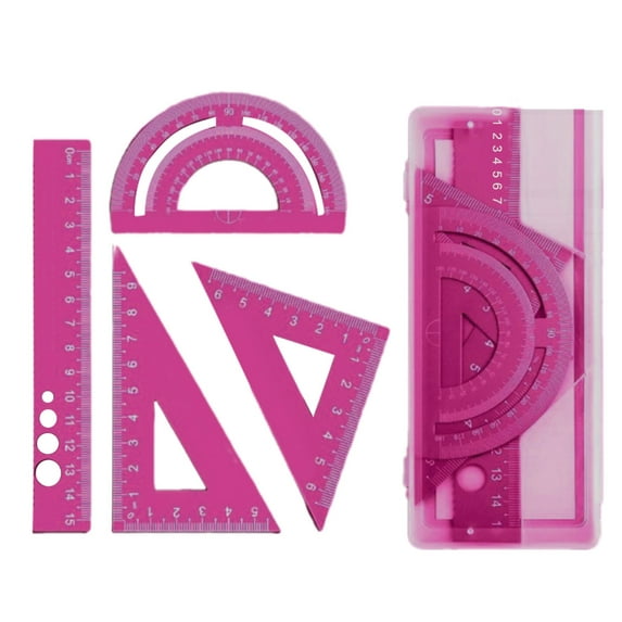 Aluminum Ruler Set Shatter Resistant With Safety Rounded Corners Perfect For Elementary Math Class Supplies