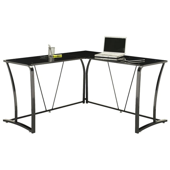 Metal & Glass L-Desk