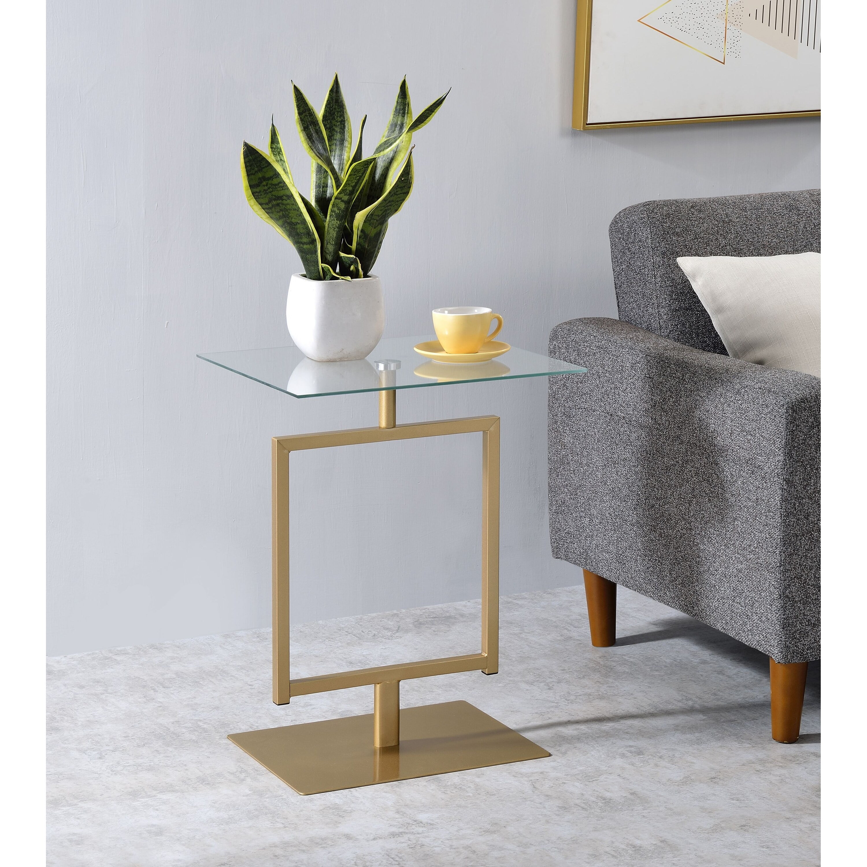 Metal & Glass Side Table (Gold)