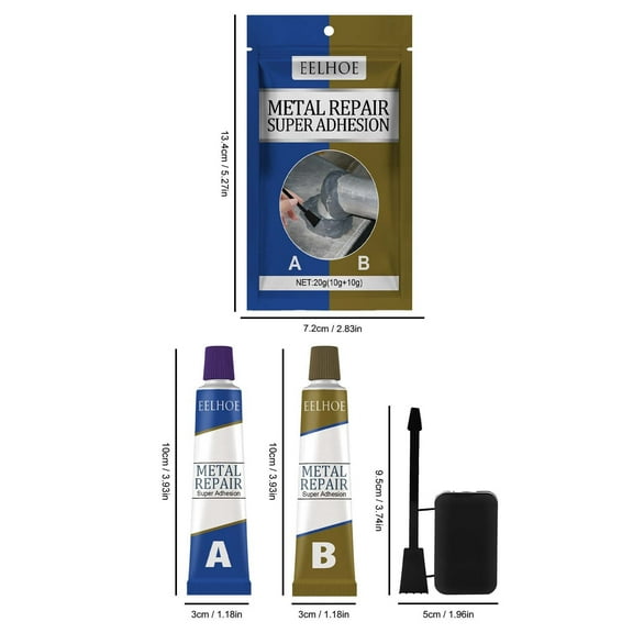 Metal Glue, Casting Metal Repair Glue (A+B), Industrial High Heat Resistant Casting Glue, Ab-Metal Adhesive & Liquid Weld for Metal in Lieu Of Welding