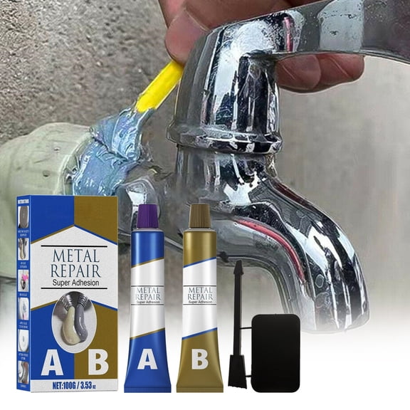 Metal Glue, Metal Repair Glue Liquid Weld with Scraper, Cold Weld Metal Repair Paste, AB Casting Adhesive for Metal, High Temperature Welding Glue, Metal Repair Adhesive, Liquid Metal Welding Glue