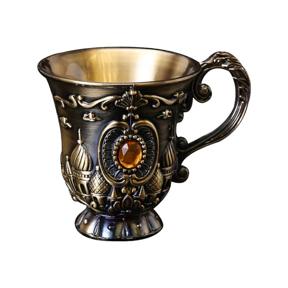 Metal Goblet With Artistic Detailing Elegant Antique Drinking Cup For Cocktails