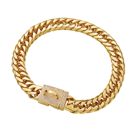 Metal Gold Dog Collar Pets for Medium Large Dogs, Curb Chain Link Puppy Necklace