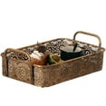 thumbnail image 1 of Metal Gold Rectangular Serving Tray with Oval Design and Handles, Small, 1 of 1