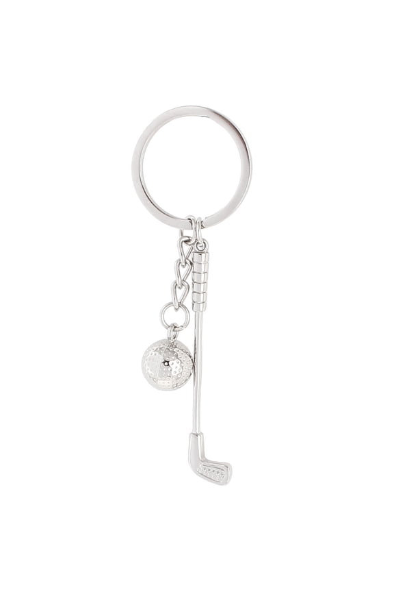 Metal Golf Keychain Keyring Split Ring Holder for Men Bag Accessories Silver Tone 1 pcs