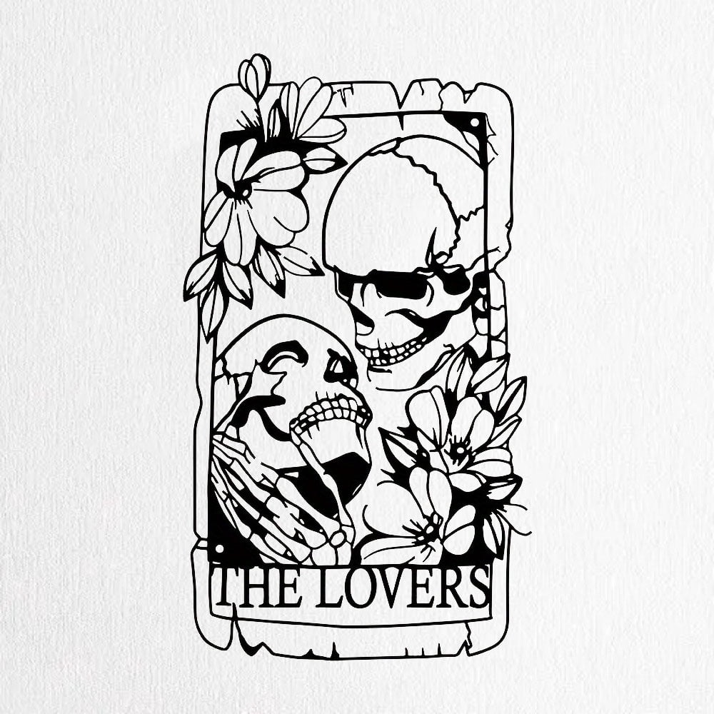 Metal Gothic Style Skull Couple Wall Art Mural For Indoor, Outdoor, Home, Courtyard, Balcony Decoration
