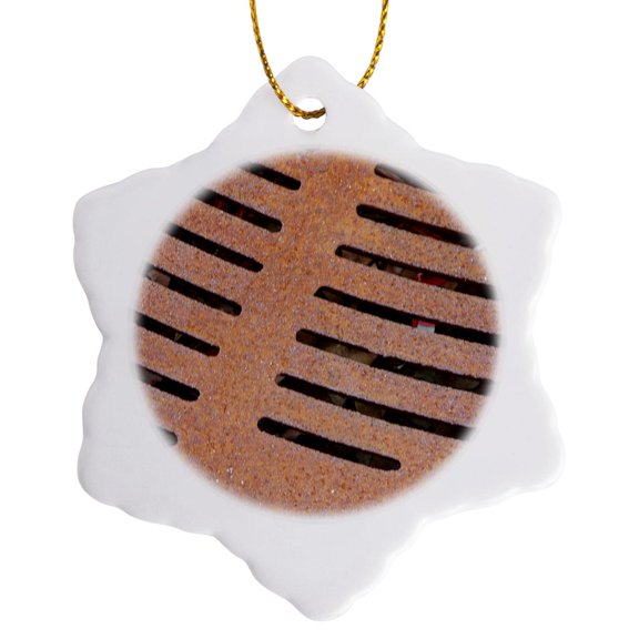 3drose, Metal Grate, 3 inch Snowflake Porcelain Ornament
