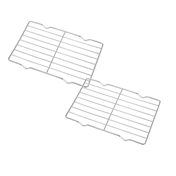 Metal Grate Cooling Rack Pack of 2, Stainless Steel Baking Cooling Rack Rectangle 8.5'' x 5.3'', Oven Safe Grid Wire Racks for Roasting Disposable Pan (Silver)