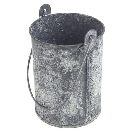 Metal Gray Galvanized Zinc Pail with Long Handle, 4-1/2-inch
