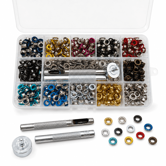 Metal Grommet Eyelet Kit with Pliers,3/16 in Colored Copper Eyelets for Leather,Fabric,Clothing,Shoes,Bags & DIY Crafts 600 Pcs