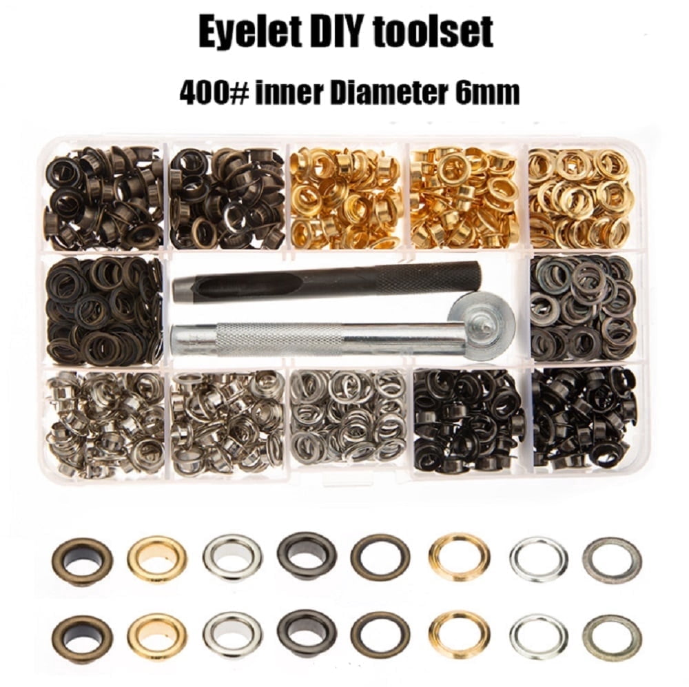 400 Piece Metal Grommet Kit, 3/16 Inch Grommets and Eyelets Set with ...