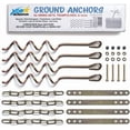 thumbnail image 1 of Metal Ground Anchor Kit - 4pcs Auger-Style 12 3/4" ea. All Hardware Included. Easy Assembly, Strong and Durable. for Backyard Swing Sets, Trampolines, Yard Furniture, by a USA Company, 1 of 4