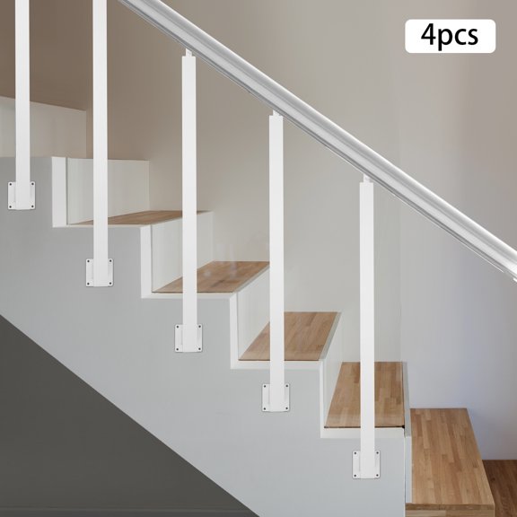 Metal Guard Rail, Stair Baluster Posts 4 Pack, 90cm White Side Mount, Adjustable Angle 43, Safe Staircase Railing for Seniors, Children, Disabled, Home