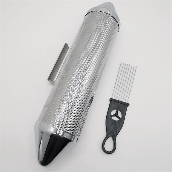 Metal Guiro Instrument, 12" x 4" Stainless Steel Guiro Shaker with Scraper Latin Percussion Instrument Musical Training Tool