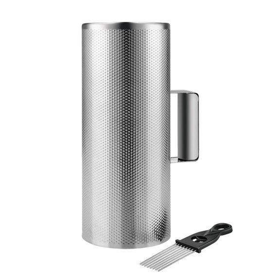 Metal Guiro with Scraper Shack 5" x 12" - Round Cylinder Stainless Steel Latin Hand Percussion Instrument with Handle Guiro Musical Training Tool for Jazz Bands, Concerts, Live Performance