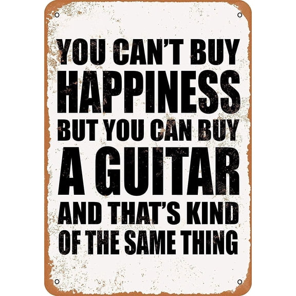 Metal Guitar Quote Tin Sign, Vintage Style Wall Plaque, 8 x 12 Inch, Rustic Home Bar Kitchen Man Cave Décor