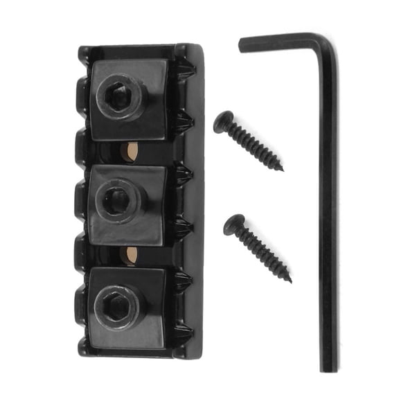 Metal Guitar String Locking Nut with Screws&Wrench 42mm Guitar Tremolo Bridge Lock for Electric Guitar Replacement Parts