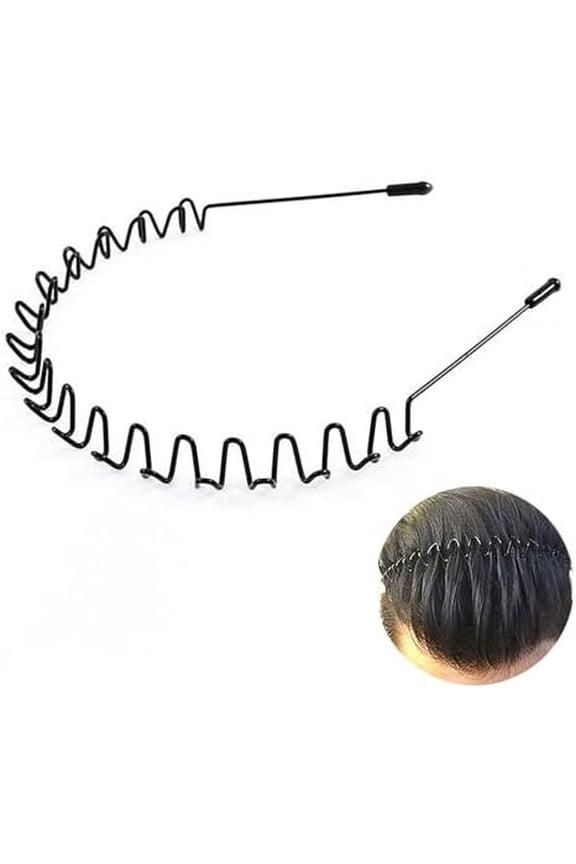 Metal Hair Bands for Men Womens Headbands Fashion Black Wavy Hair Band Spring Outdoor Headbands Unisex Bands Accessories Simple Elastic Headwear