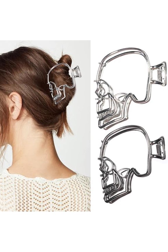 Metal Hair Claw Clips & Black for Women - Skull Design Non-Slip Hold Hair Accessories for Styling 2 count