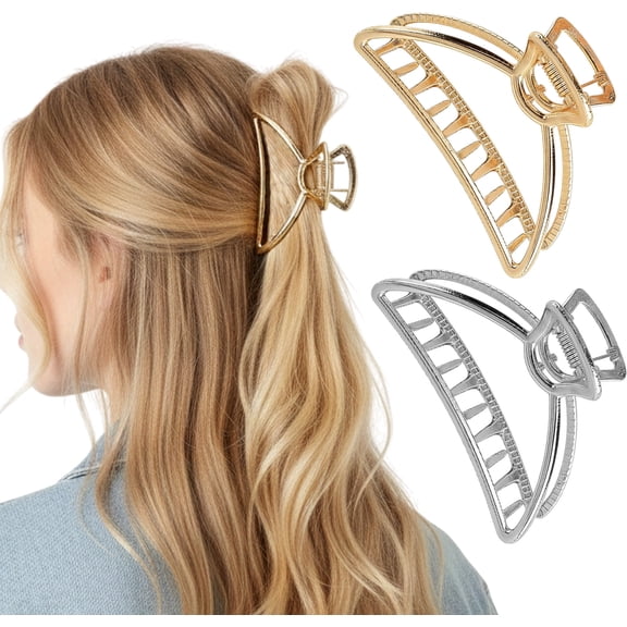 LAPTOM MAX 2Pcs Metal Claw Clips, Gold Hair Clip, Stylish Hair Accessories for Women