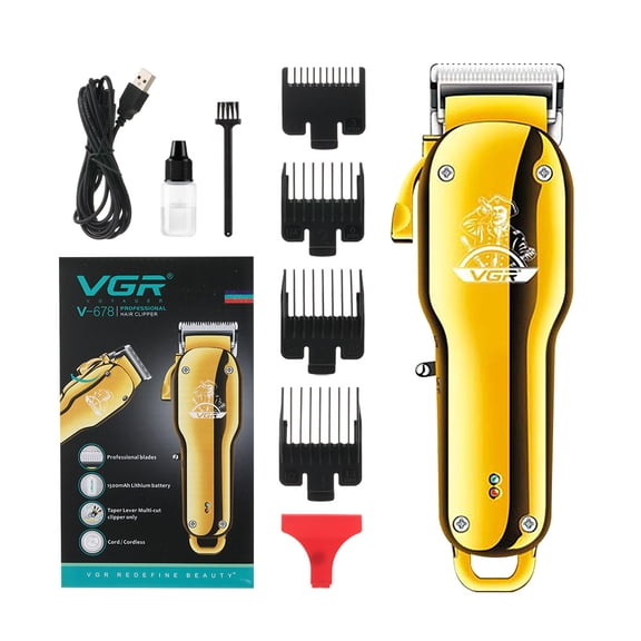 Metal Hair Clipper, TTOOGO Professional Cordless Hair Clipper with Adjustable Taper Lever, USB Rechargeable Hair Cutting Machine, Stainless Steel Blade Barber Clipper for Home and Salon Use