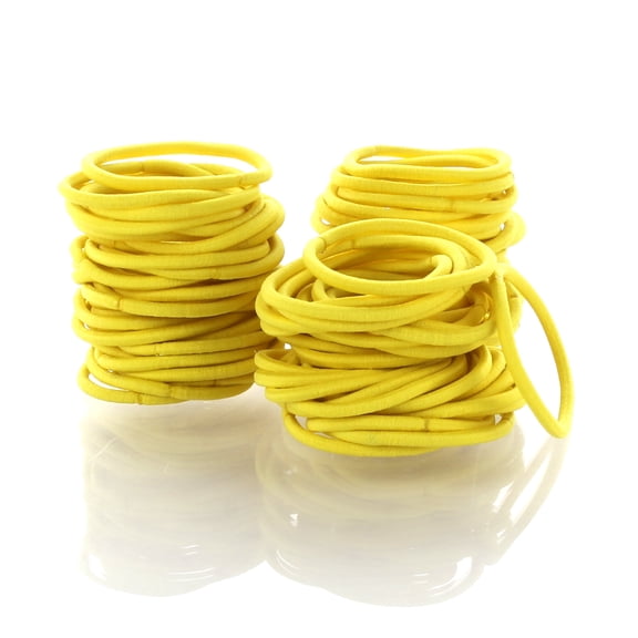 No Metal Hair Ties, 20 Pack Professional Grade Yellow Ponytail Holders - Super Stretchy, No Damage, Perfect for Thick Hair, Man Buns & Cheerleading - 2.2 inch Diameter 4mm Thick