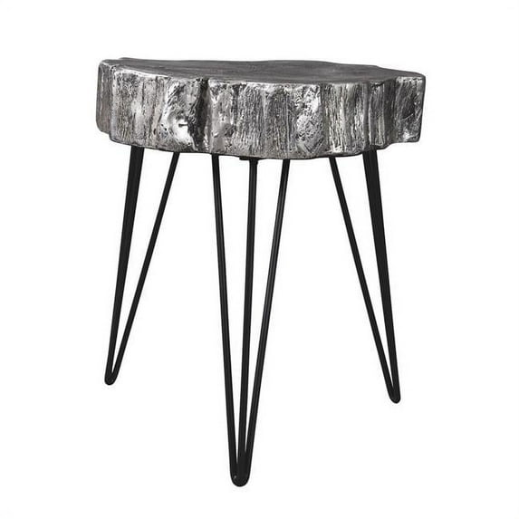 Metal Hairpin Leg Accent Table with Magnesium Oxide Top, Grey