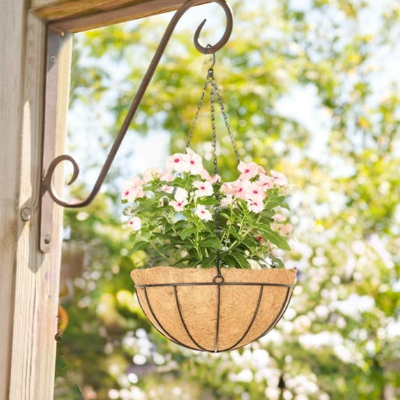 Metal Half Round Wall Planter with Coco Liner, Hanging Basket for Outdoor Plants, Wall Pot Plants Holder, Fence Hanging Planters Outdoor, Balcony and Porch Decor