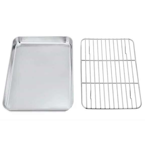 Metal Half Sheet Baking Sheet and Cooling Rack Set, Nonstick Cooking Rack and Baking Pan, 12 x 9.5 inch,Sold by Yayun