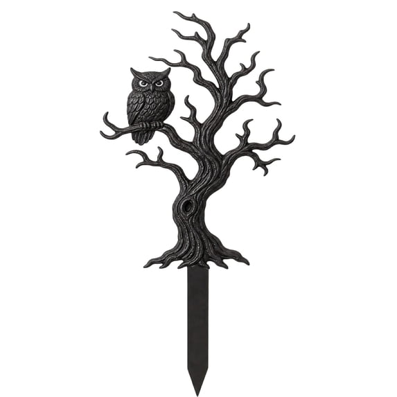Metal Halloween Tree Garden Stake, 11.8Inch Durable Weatherproof Yard Art with Spooky Silhouette Design, Outdoor Lawn Decoration for Garden Patio Pathway Fall Decorations
