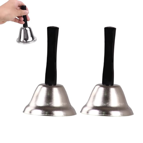 Metal Hand Bell Wooden Handle Portable Christmas Bell for Service School Meditation and Dinner Events Metal and Design
