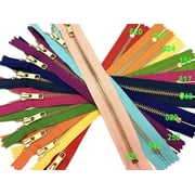Metal Handbag Zippers YKK #5 Brass Auto Lock Zipper Medium Weight Closed Bottom Available in 7 Inch or 9 Inch Made in USA 9 Inch 10pcs, 10 Colors Mixed