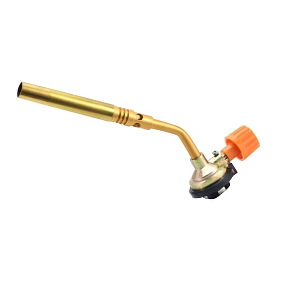 Metal Handle Torch Head,Multi-Purpose Welding Nozzle,Hand Ignition Camping Welding Torch,Blow Torch with Hand Ignition for Cooking Soldering Brazing,Camping Bbq and Welding,7.7 inch(Gold)