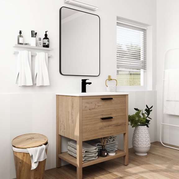 Metal Handles & Durable Material | Freestanding Bathroom Vanity Setup | Aesthetic and Reliable Option