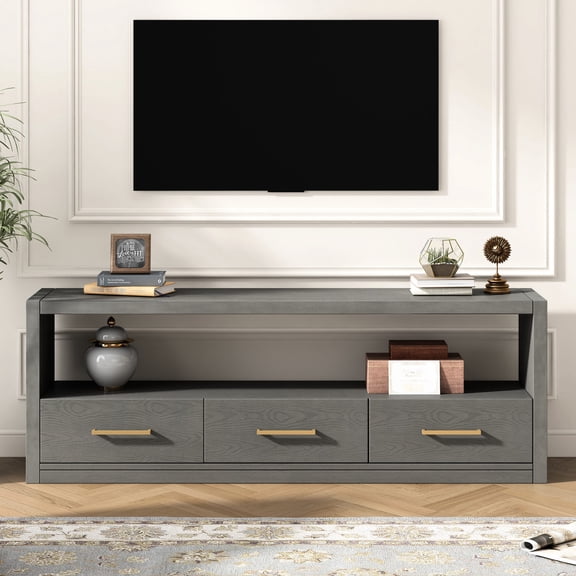 Metal Handles & MDF Material - TV Stand with Durable Construction