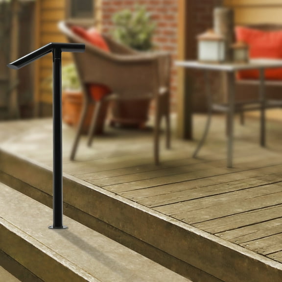 Metal Handrail Single Post Handrail Iron Handrail for 1-2 Step Stairs Railing
